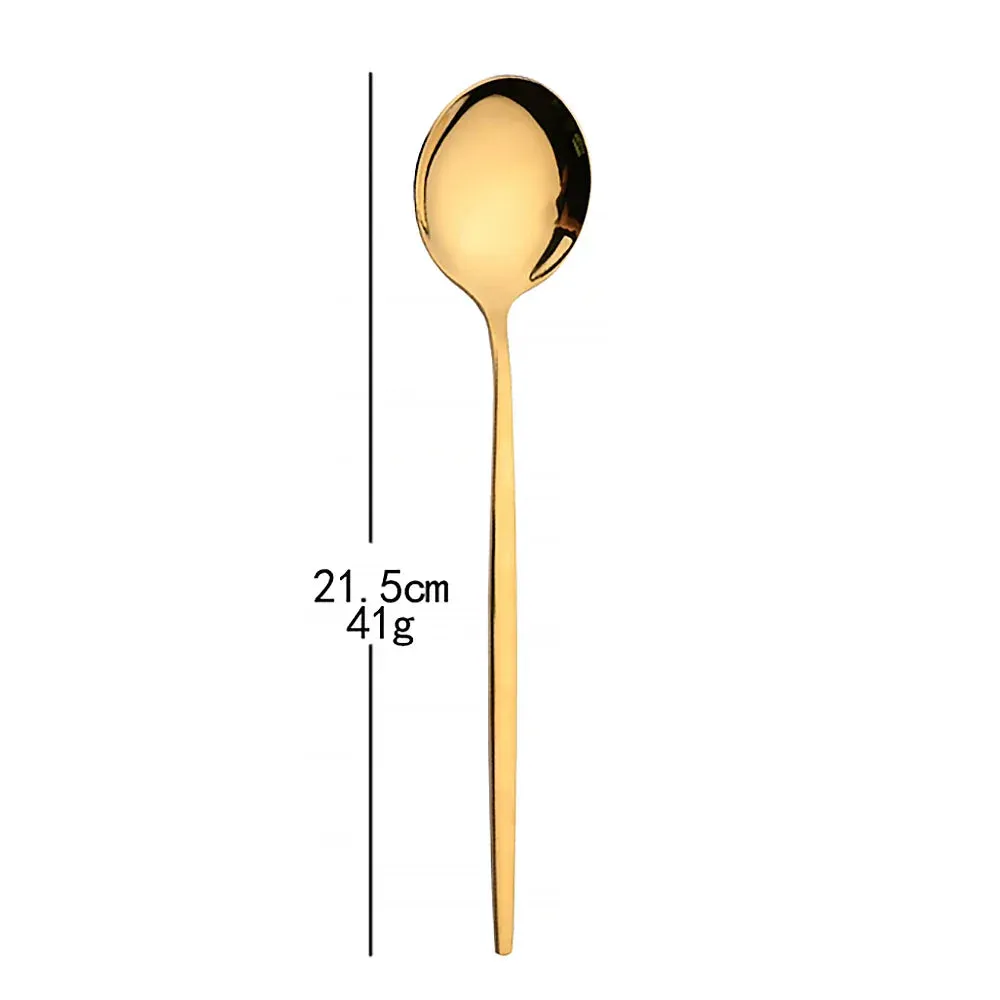 10 Piece Gold Flatware Set With Long Handles And Mirror Finish