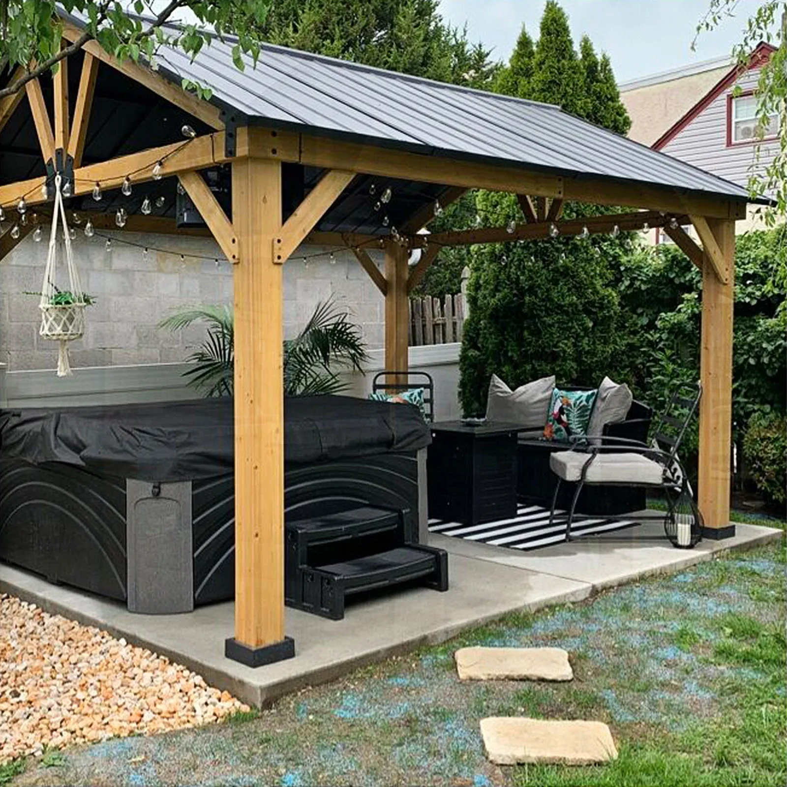 13x11 Cedar Wood Gazebo Hardtop Gazebo