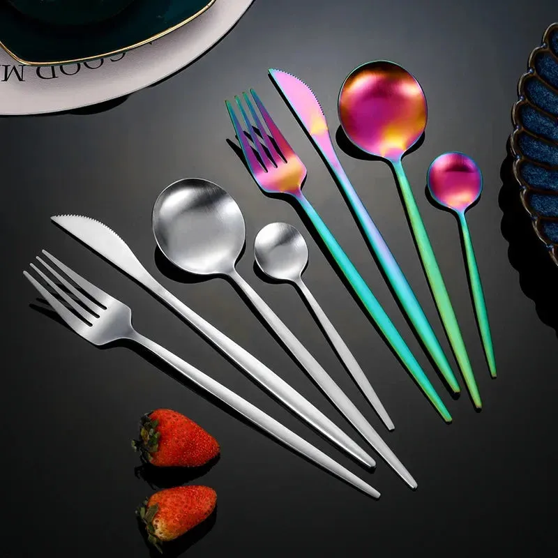 16 Piece Gold Stainless Steel Cutlery Set For Kitchen Dining