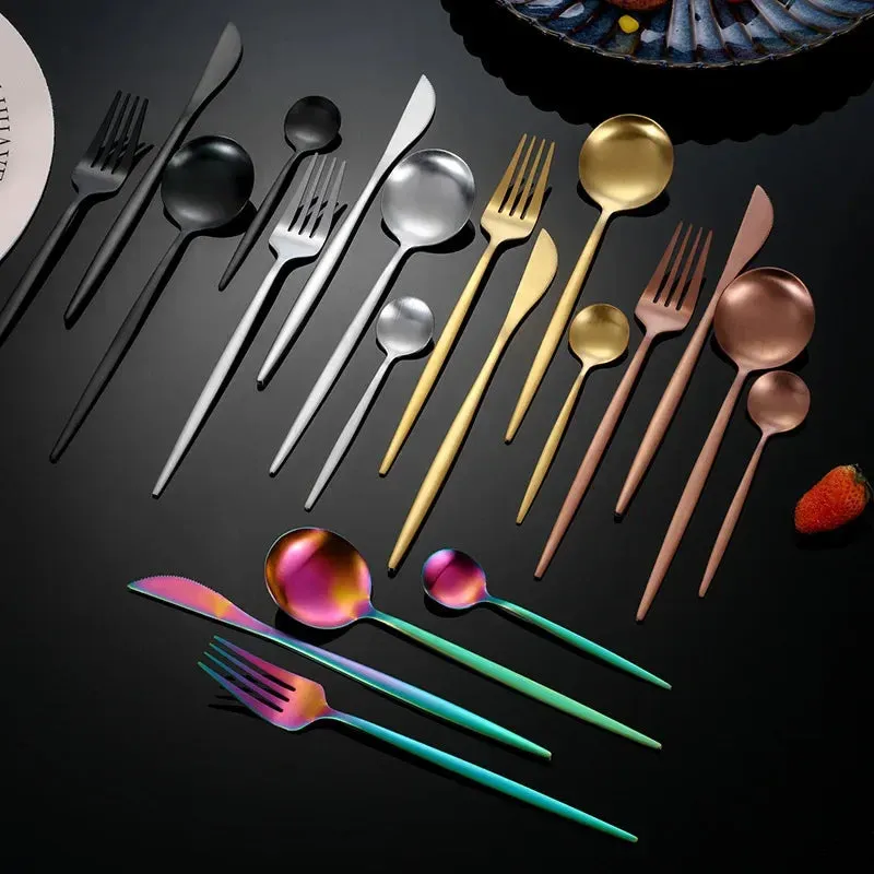 16 Piece Gold Stainless Steel Cutlery Set For Kitchen Dining