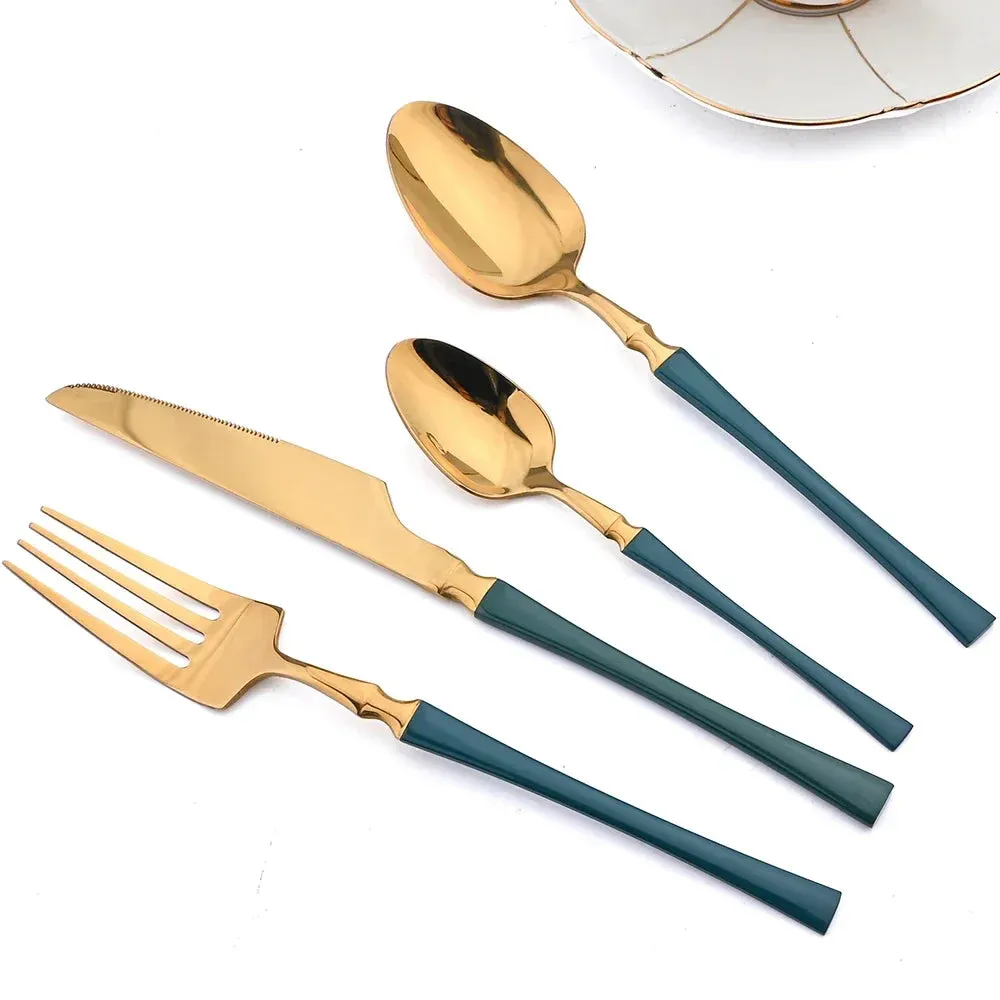 24 Piece Stainless Steel Dinnerware Set For Kitchen Dining