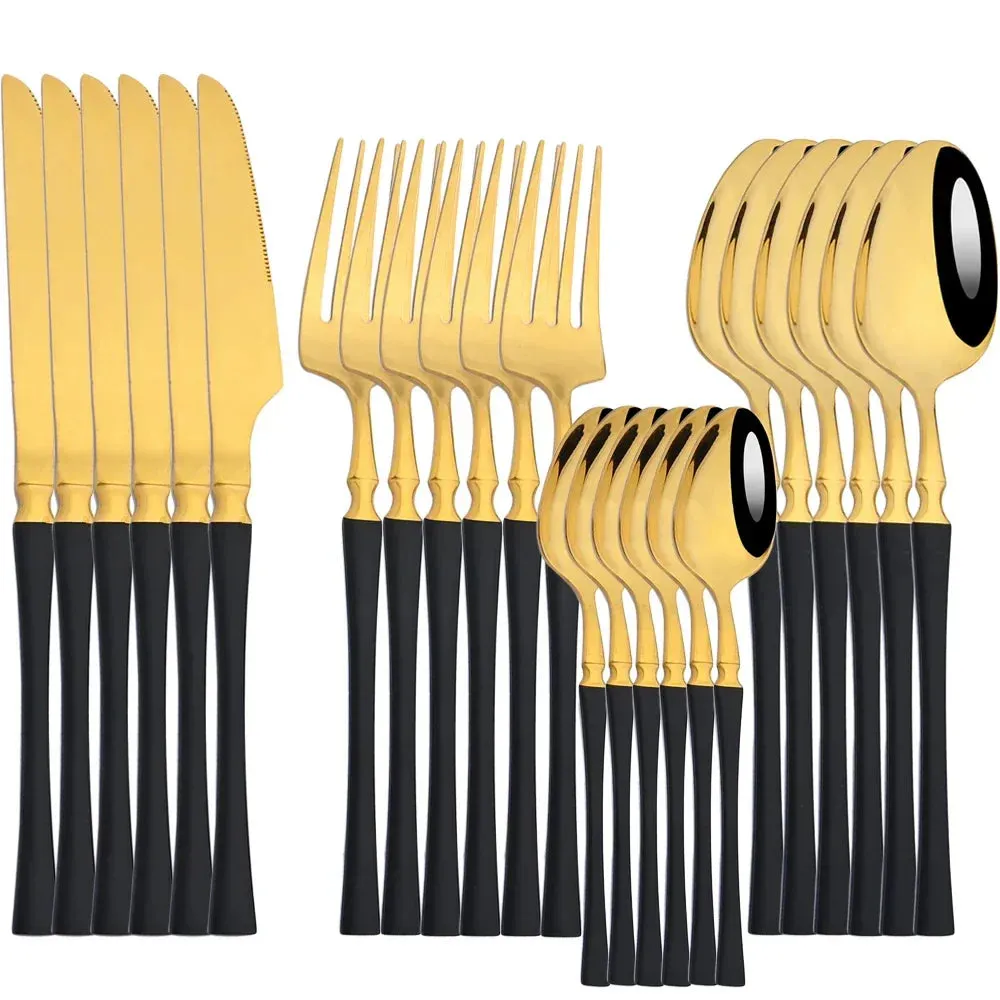 24 Piece Stainless Steel Dinnerware Set For Kitchen Dining