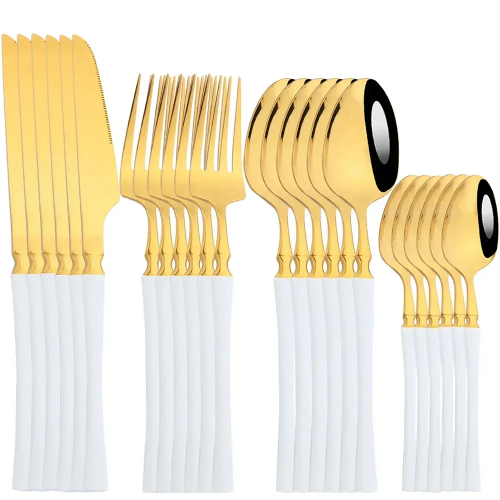 24 Piece Stainless Steel Dinnerware Set For Kitchen Dining