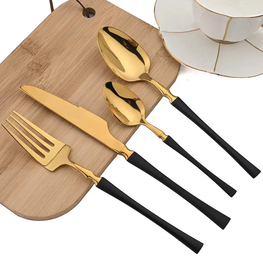 24 Piece Stainless Steel Dinnerware Set For Kitchen Dining