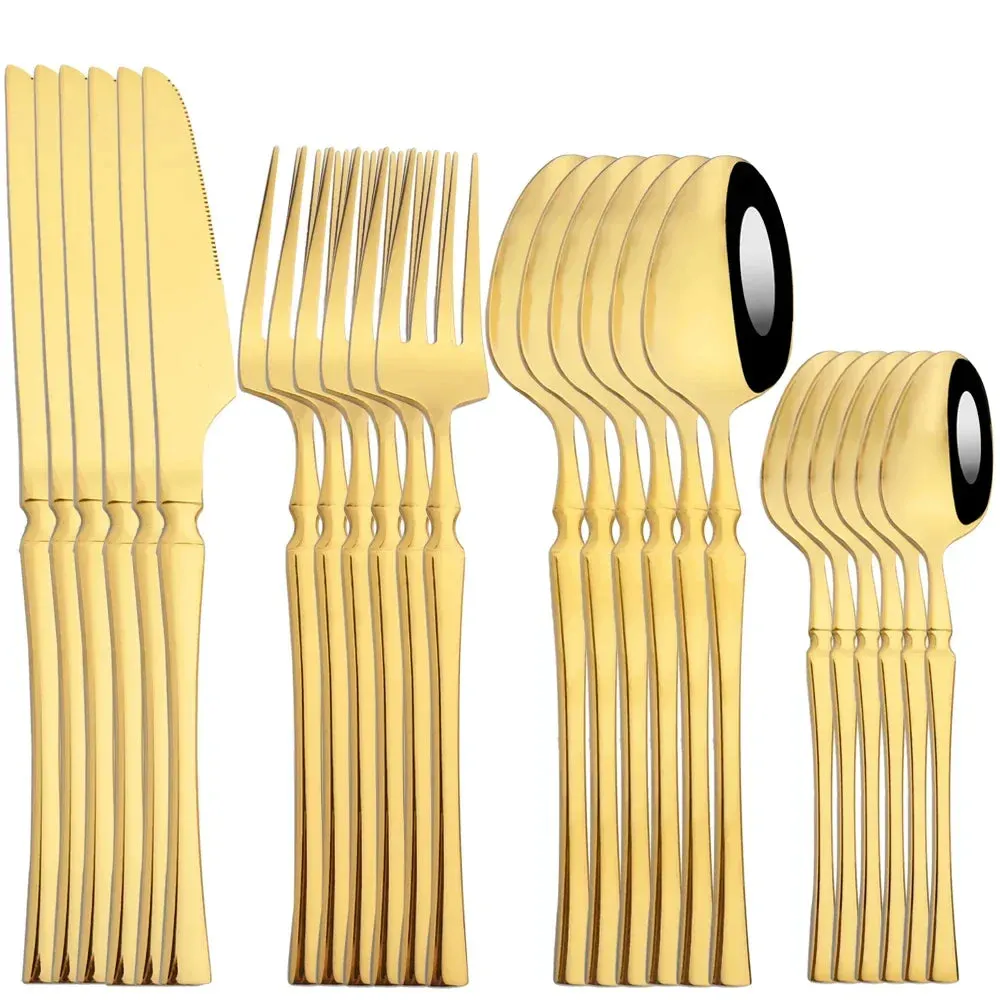 24 Piece Stainless Steel Dinnerware Set For Kitchen Dining