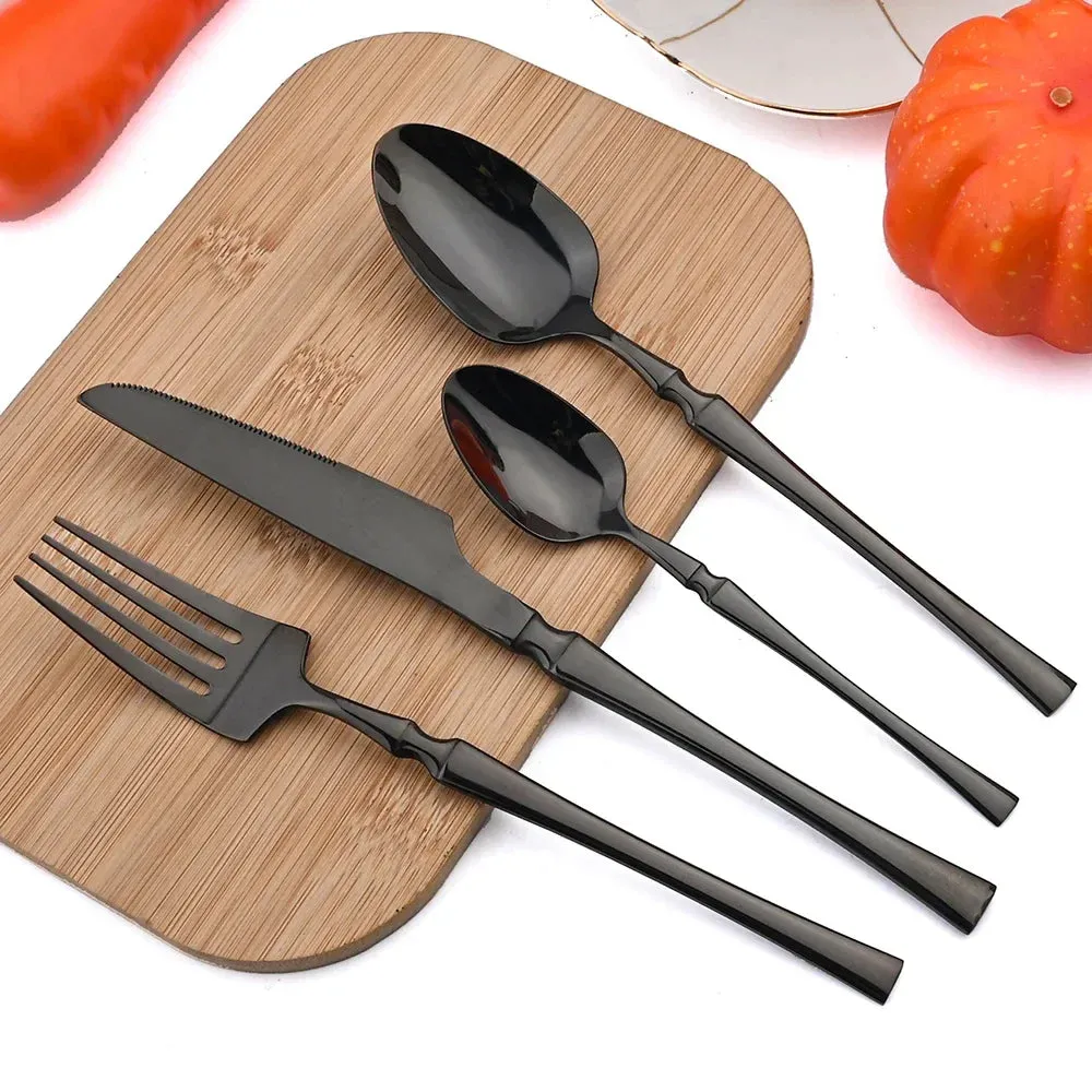 24 Piece Stainless Steel Dinnerware Set For Kitchen Dining