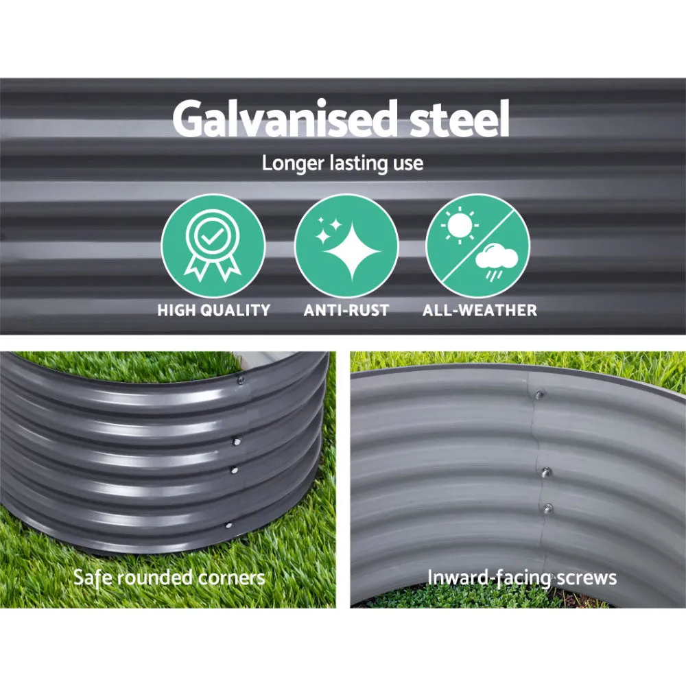 2x Green Fingers Raised Garden Bed | 160x80x42cm | Oval Planter Box | Raised Container | Galvanised
