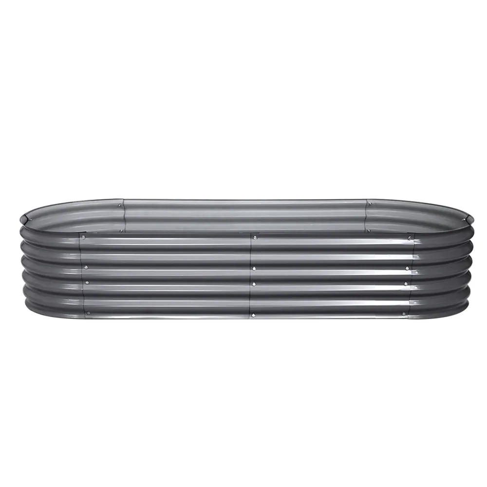 2x Green Fingers Raised Garden Bed | 160x80x42cm | Oval Planter Box | Raised Container | Galvanised