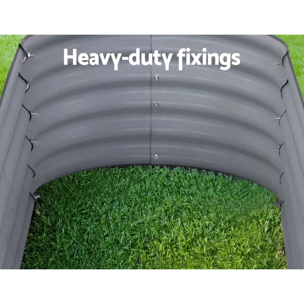 2x Green Fingers Raised Garden Bed | 160x80x42cm | Oval Planter Box | Raised Container | Galvanised