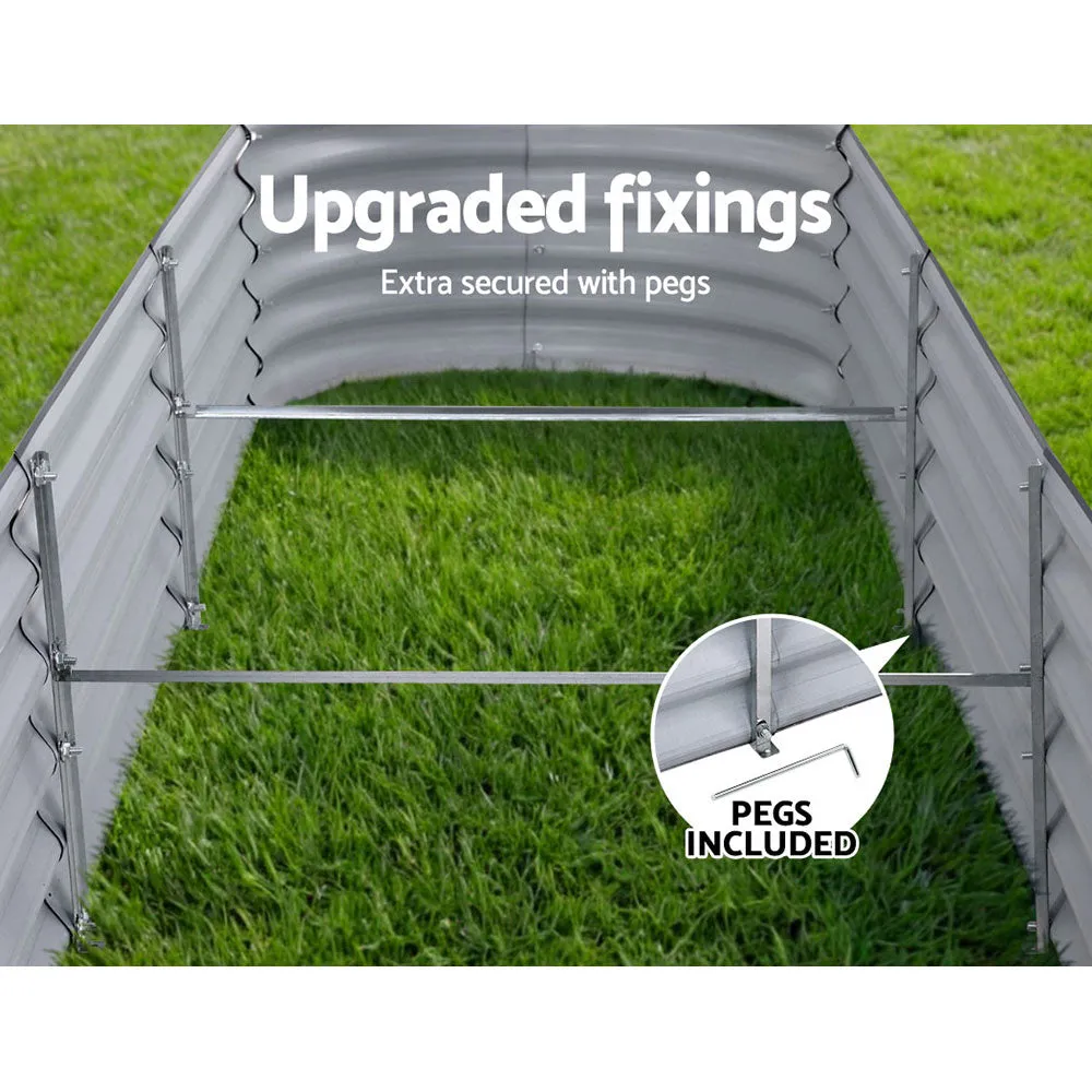 2x Green Fingers Raised Garden Bed | 320x80x42cm | Oval Planter Box Container | Galvanised