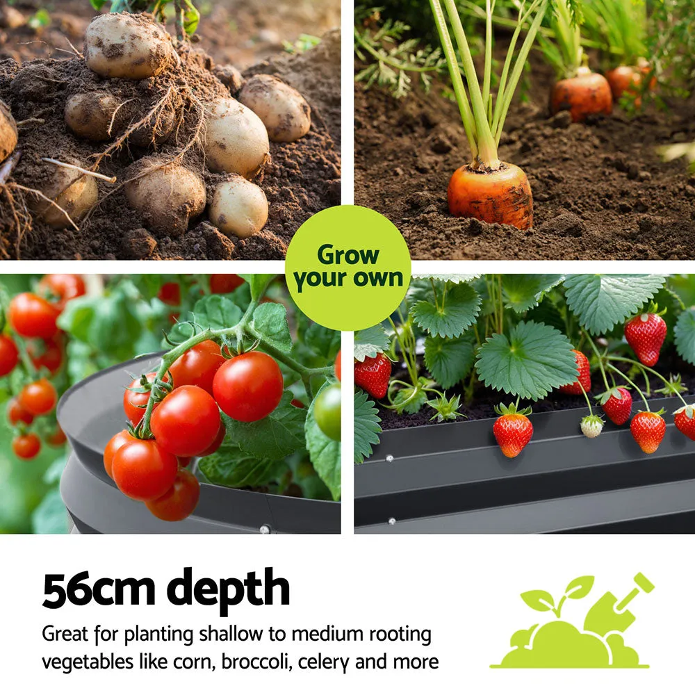 2x Green Fingers Raised Garden Bed | 320x80x56cm | Oval Planter Box