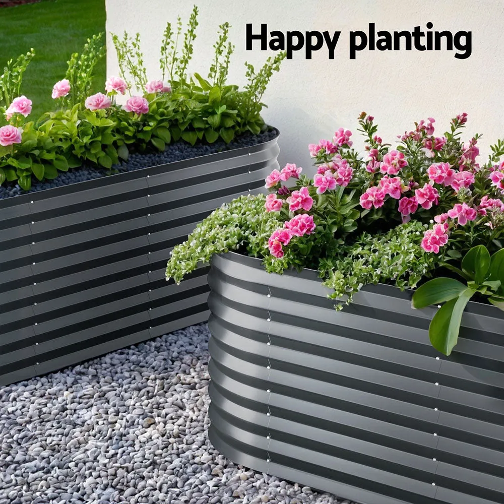 2x Green Fingers Raised Garden Bed | 320x80x56cm | Oval Planter Box