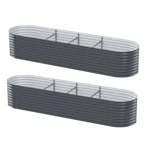 2x Green Fingers Raised Garden Bed | 320x80x56cm | Oval Planter Box