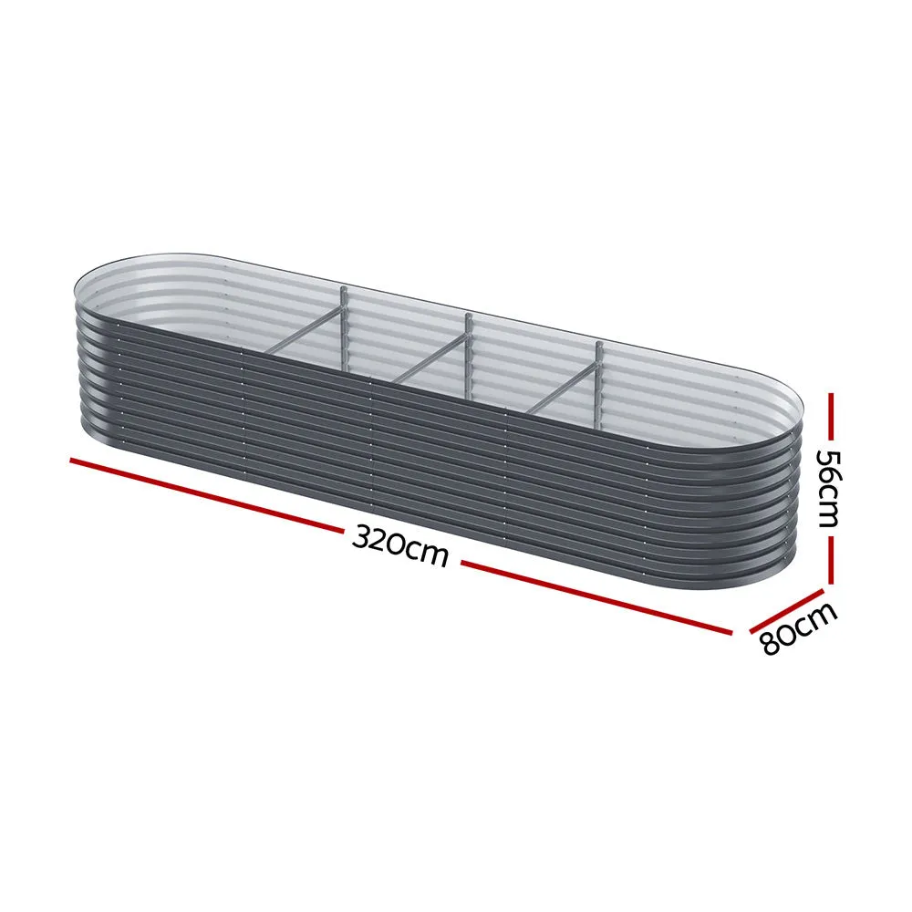 2x Green Fingers Raised Garden Bed | 320x80x56cm | Oval Planter Box