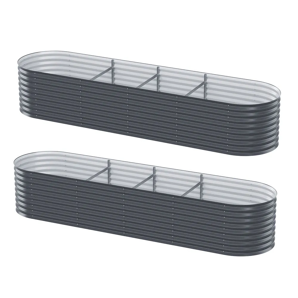 2x Green Fingers Raised Garden Bed | 320x80x56cm | Oval Planter Box