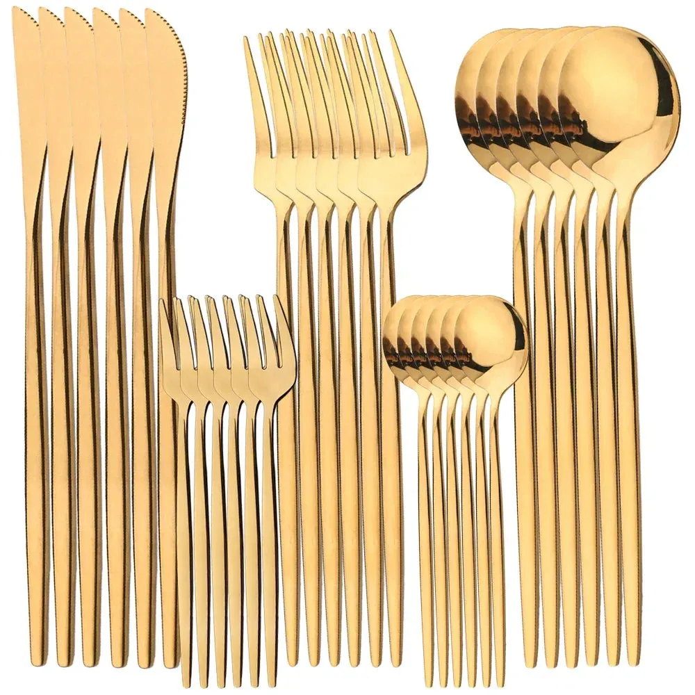 30 Piece Stainless Steel Cutlery Set For Dining And Kitchen Use