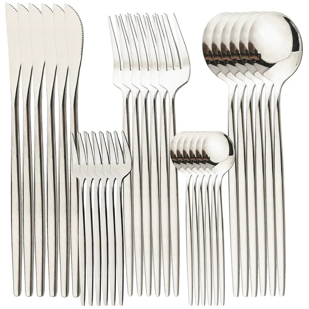 30 Piece Stainless Steel Cutlery Set For Dining And Kitchen Use
