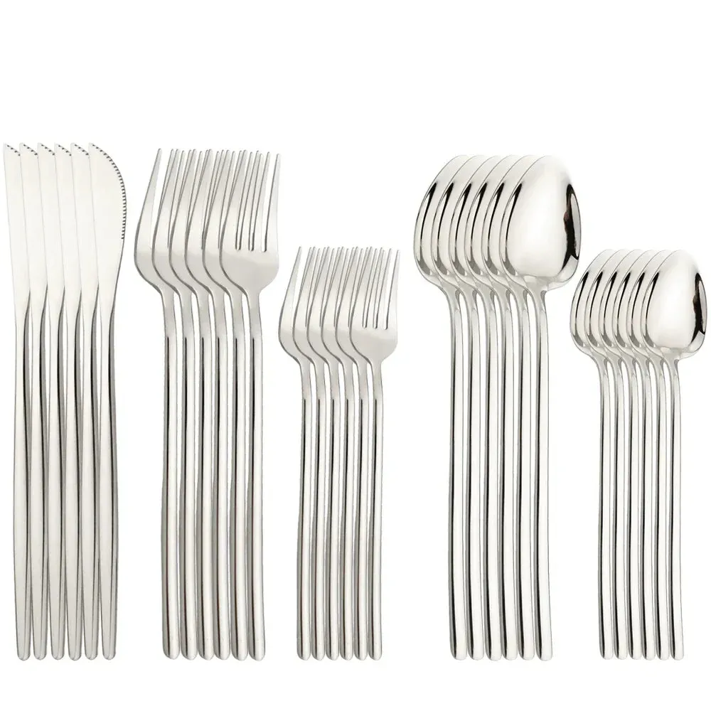 30 Piece Stainless Steel Cutlery Set For Dining Table