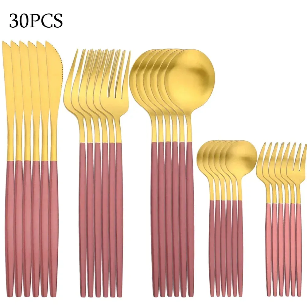 30 Piece Stainless Steel Cutlery Set For Dinner And Kitchen Tableware