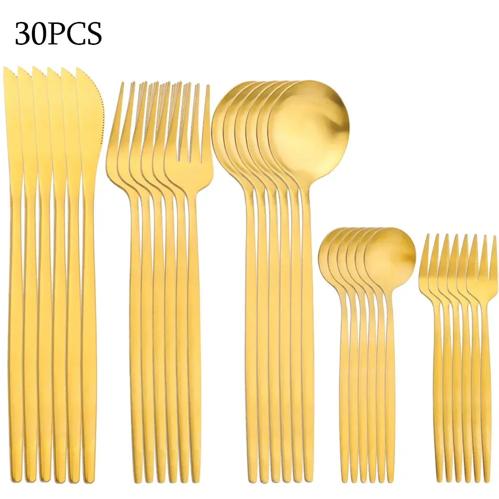 30 Piece Stainless Steel Cutlery Set For Dinner And Kitchen Tableware