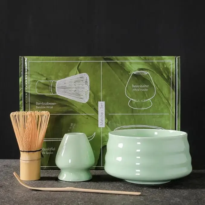 4pc Japanese Matcha Set: Safe Bamboo Whisk Teaspoon Tea Sets & Tools