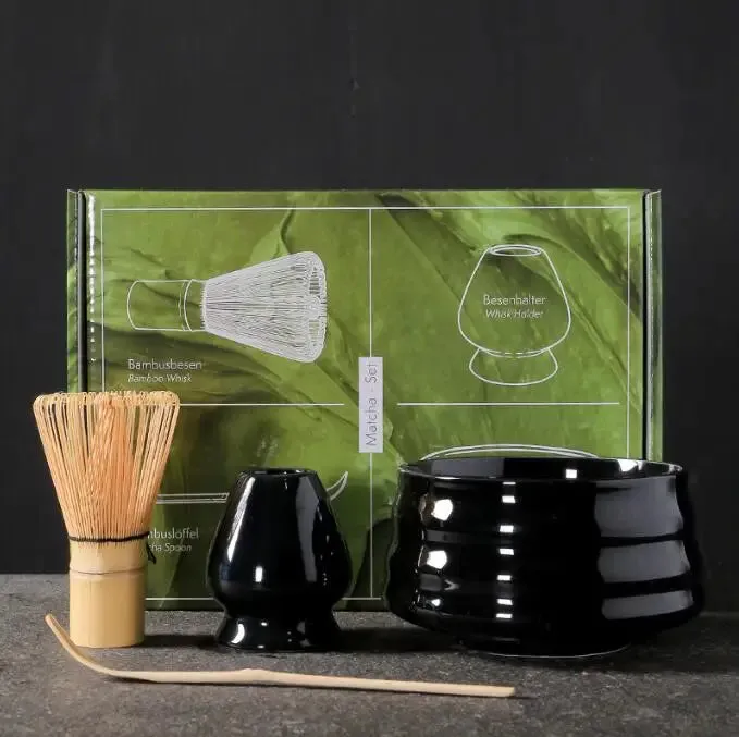4pc Japanese Matcha Set: Safe Bamboo Whisk Teaspoon Tea Sets & Tools
