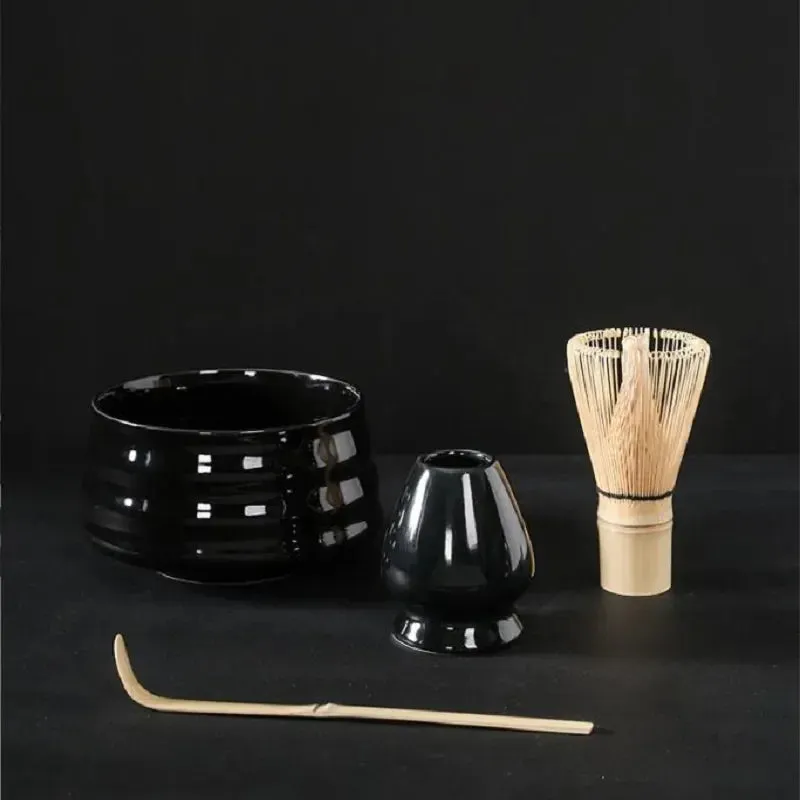 4pc Japanese Matcha Set: Safe Bamboo Whisk Teaspoon Tea Sets & Tools