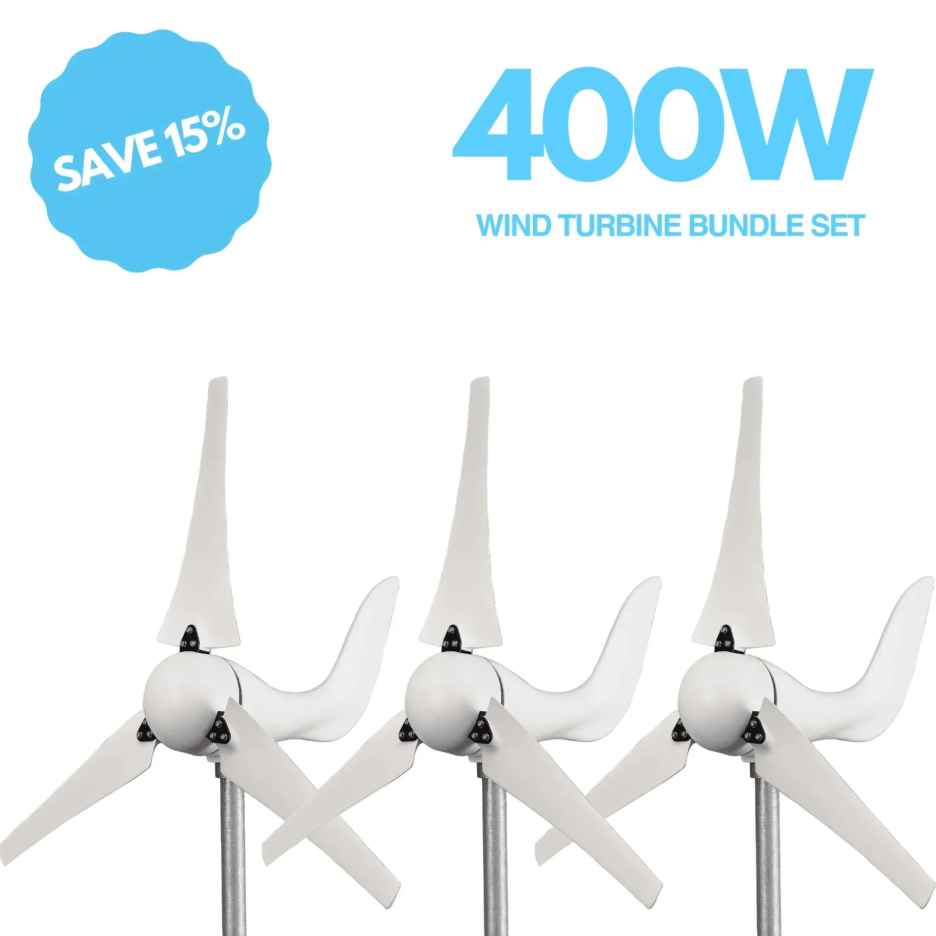Automaxx Windmill 400W Home & Land Wind Turbine Generator Bundle Set