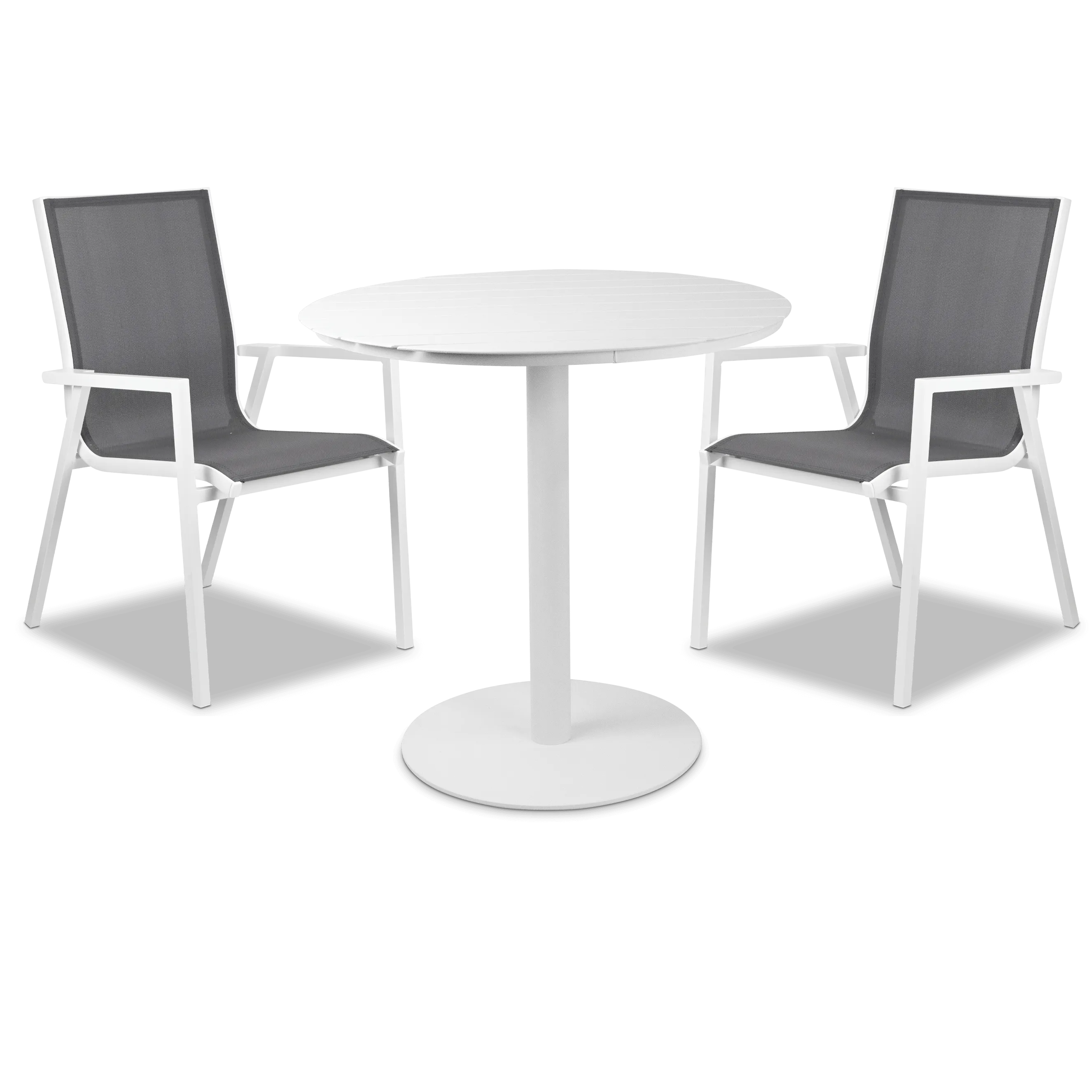Cafe Collection Round 3pc Dining Suite in Arctic White with Aluminium Chairs