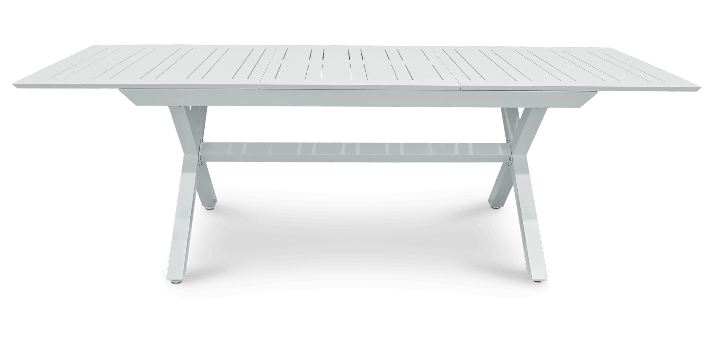 Caribbean Outdoor Extension Table in White with UV Plastic Outdoor Chairs (PP)