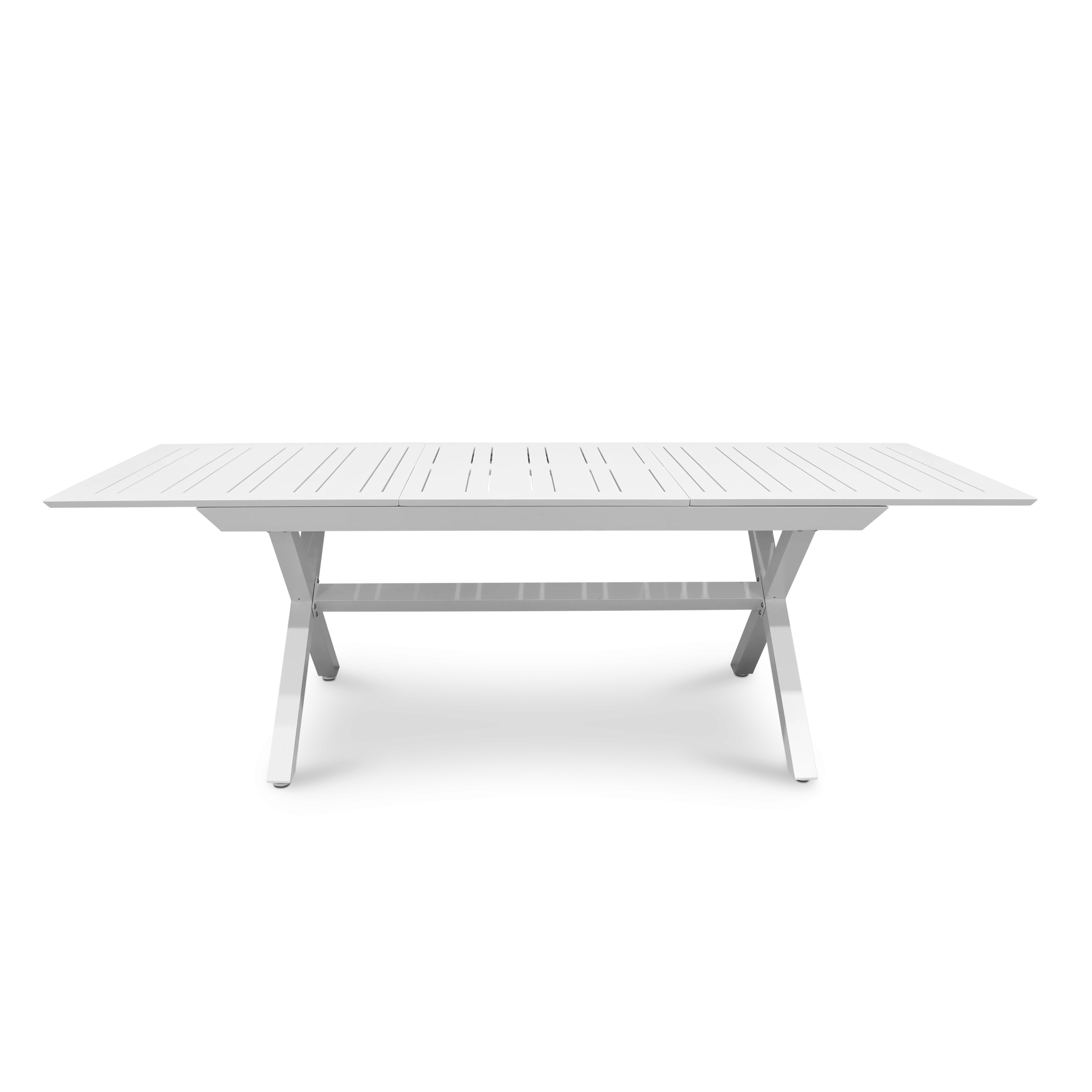 Caribbean Outdoor Extension Table in White with UV Plastic Outdoor Chairs (PP)