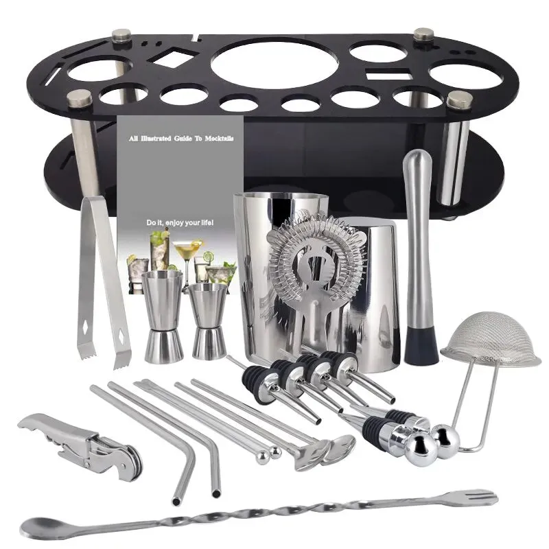 Complete 13 22pc Cocktail Shaker Set with Holder
