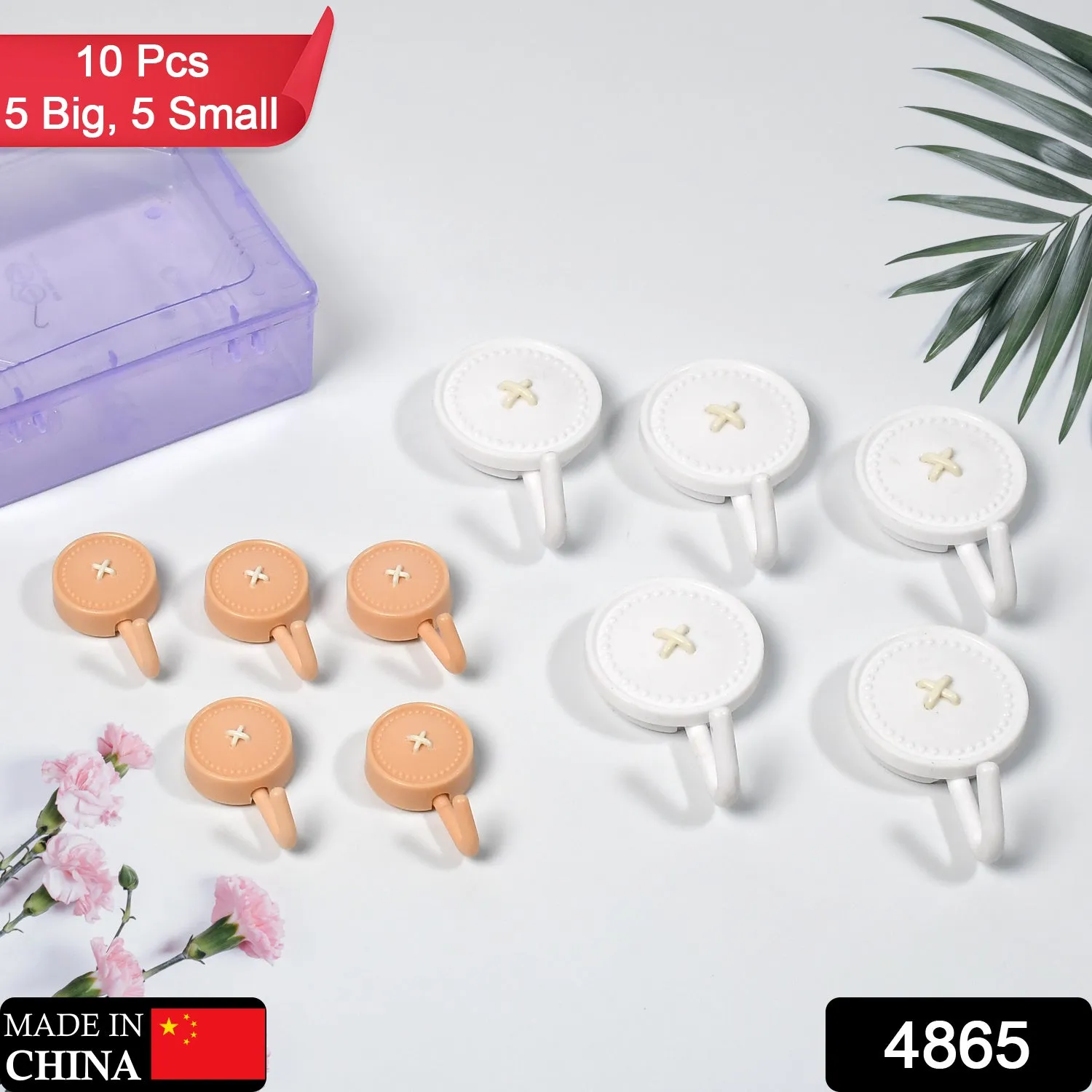Decorative Adhesive Hook 10 Pc Box Pack For Home & Multi Use Hook Pack