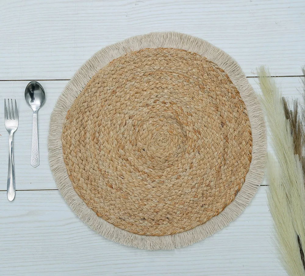 Elara Round Jute Table Mats - Perfect for Kitchen & Dining Decor