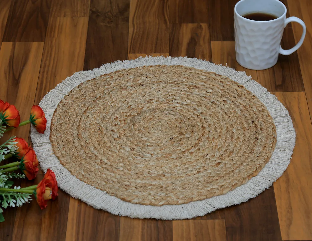 Elara Round Jute Table Mats - Perfect for Kitchen & Dining Decor