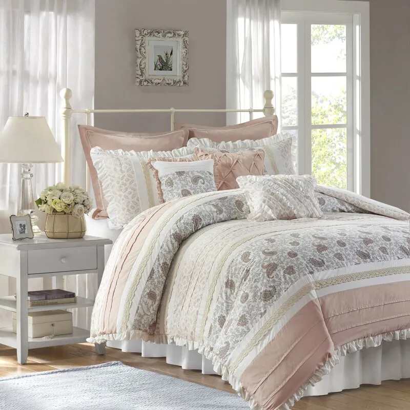 Goistan Standard Traditional Cotton Reversible 9 Piece Comforter Set