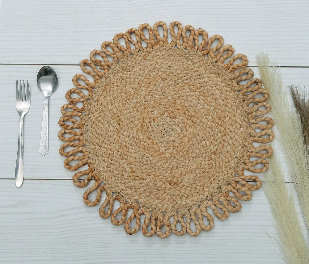 Isadora Natural Round Jute Placemats - Sustainable Dining Table Decor