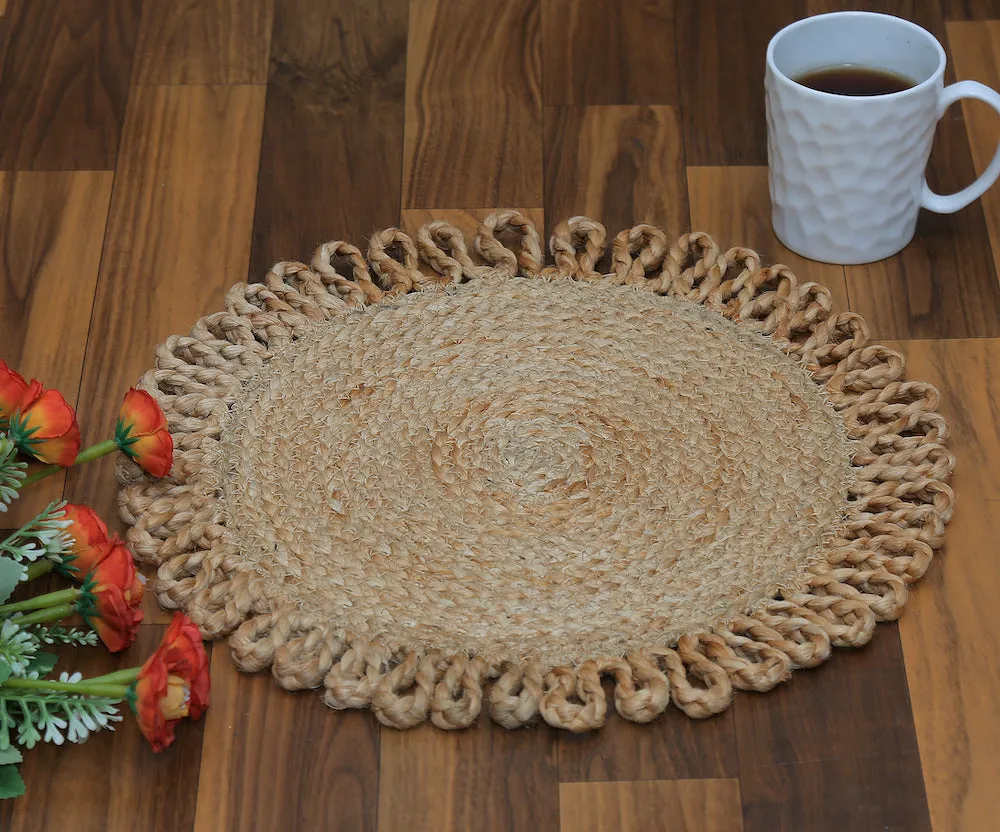 Isadora Natural Round Jute Placemats - Sustainable Dining Table Decor