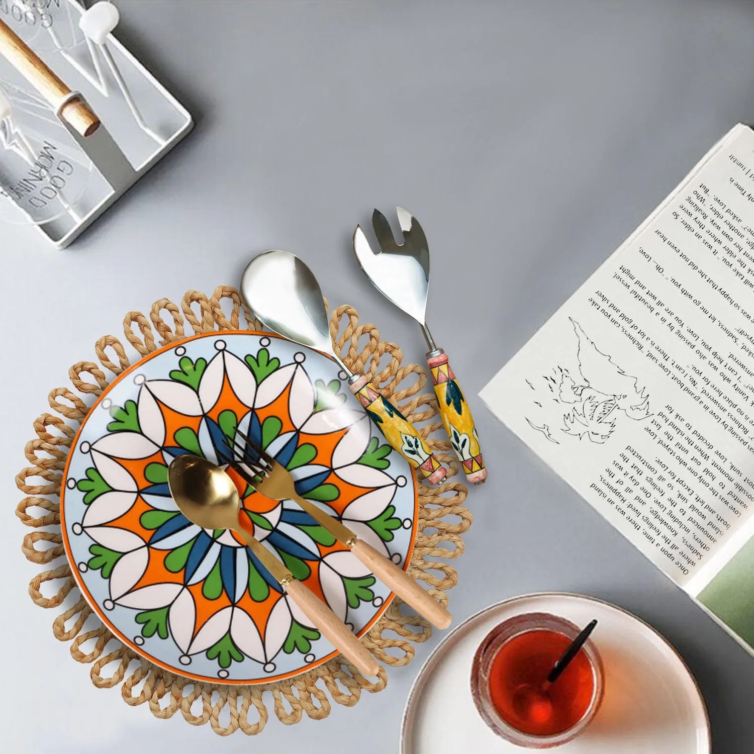Isadora Natural Round Jute Placemats - Sustainable Dining Table Decor