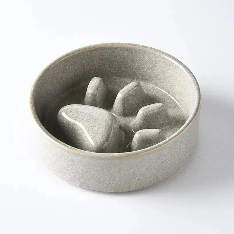 Japanese-Style Ceramic Slow Feeding Bowl for Pets