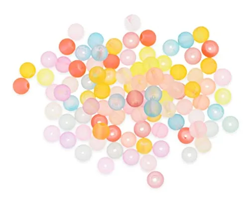 Mandala Crafts Transparent Frosted Glass Beads for Jewelry Making, Round Glass Beads Bulk Bag, Matte Glass Beads Set for Spacer Bracelet