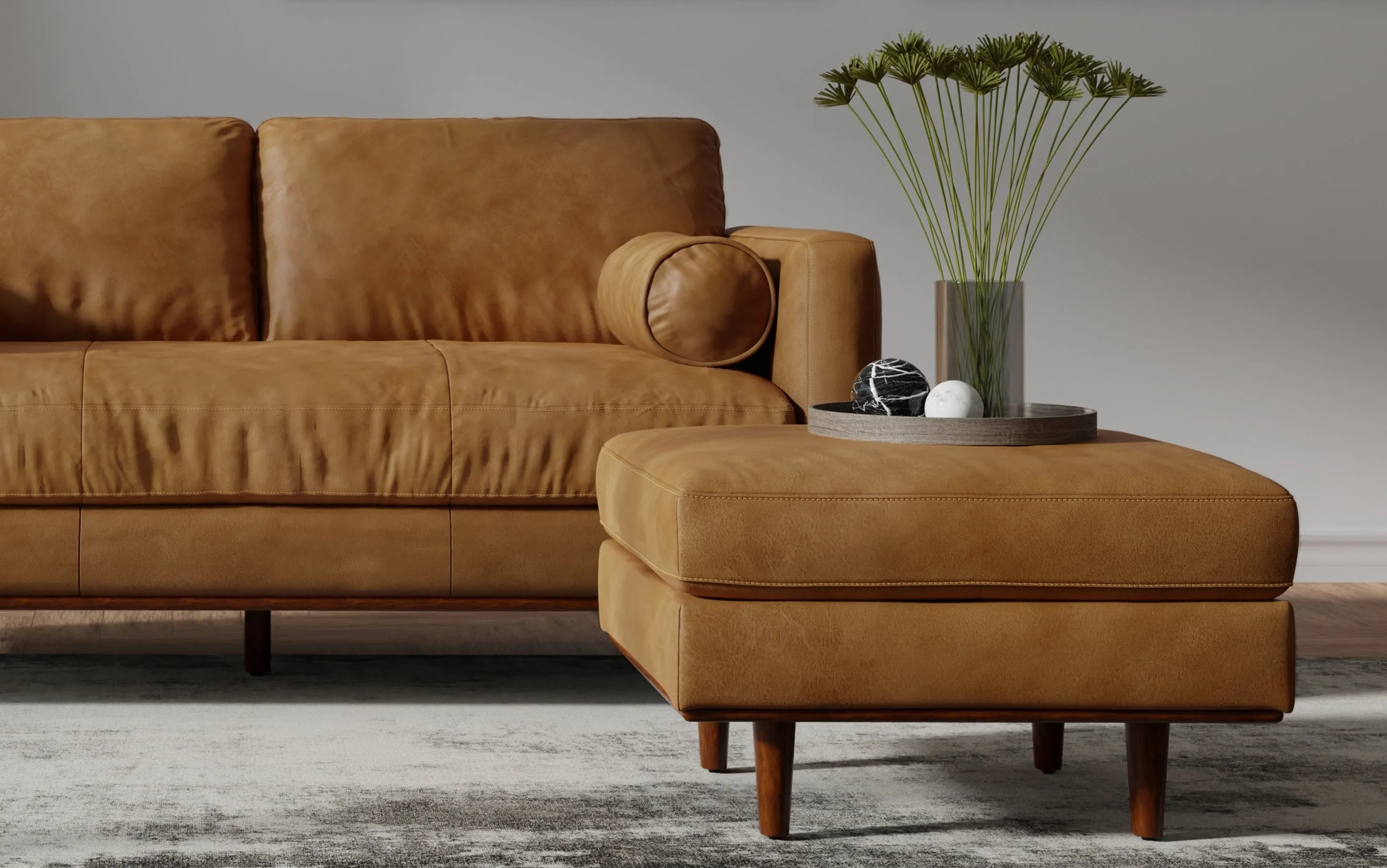 Morrison Ottoman in Genuine Top Grain Leather