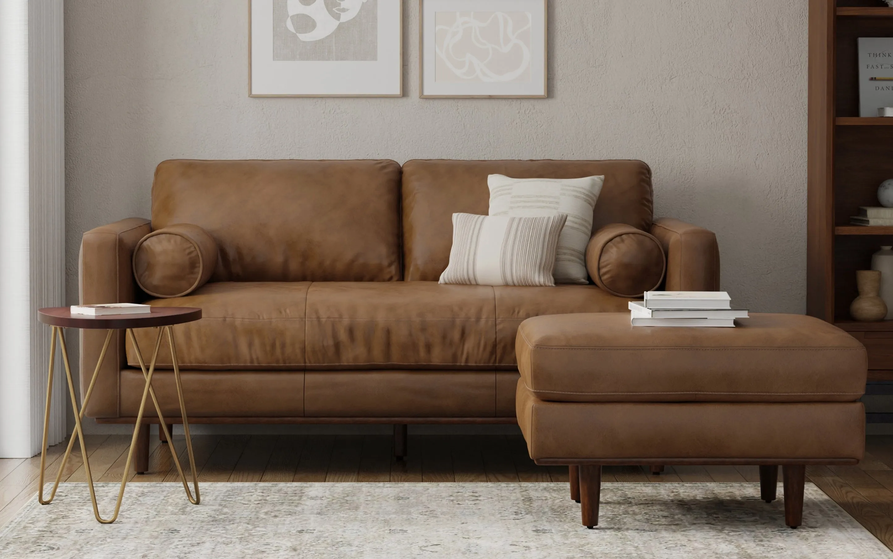 Morrison Ottoman in Genuine Top Grain Leather
