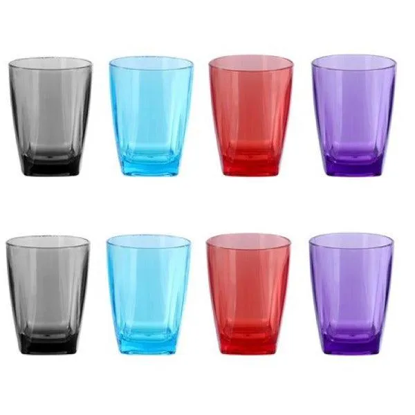 Set Of 8 - Deco Drinking Glass Tumbler - BPA Free