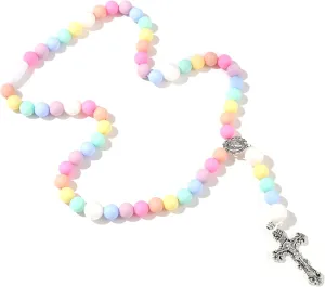 Silicone cross necklace, Catholic cross rosary bracelet, adult party decorations